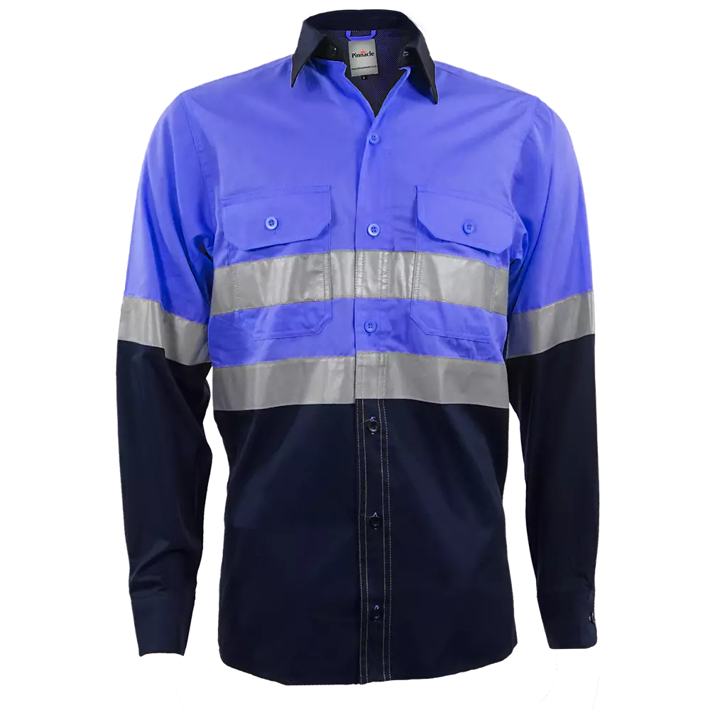 Pinnacle Vented Reflective Mining Shirt vented mining shirt blue