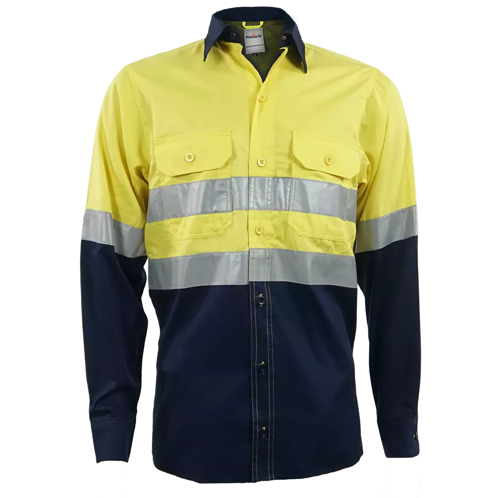 Pinnacle Vented Reflective Mining Shirt vented mining shirt lime