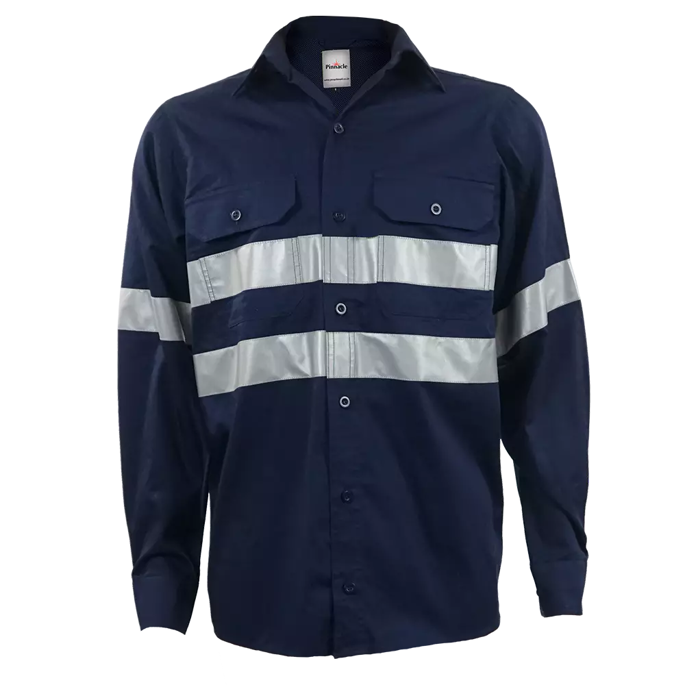 Pinnacle Vented Reflective Mining Shirt vented mining shirt navy