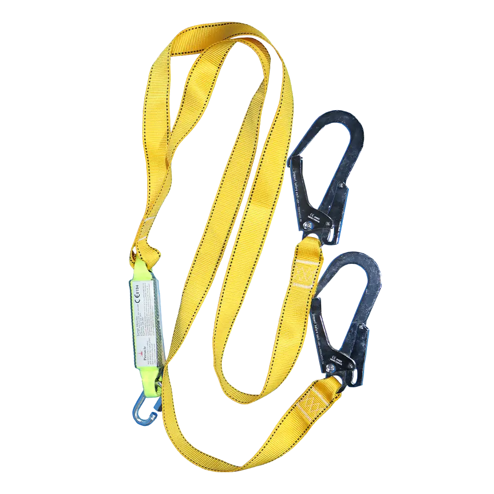 Pinnacle Double Lanyard With Shock Absorber & Scaffold Hook Pinnacle Double Lanyard With Shock Absorber & Scaffold Hook